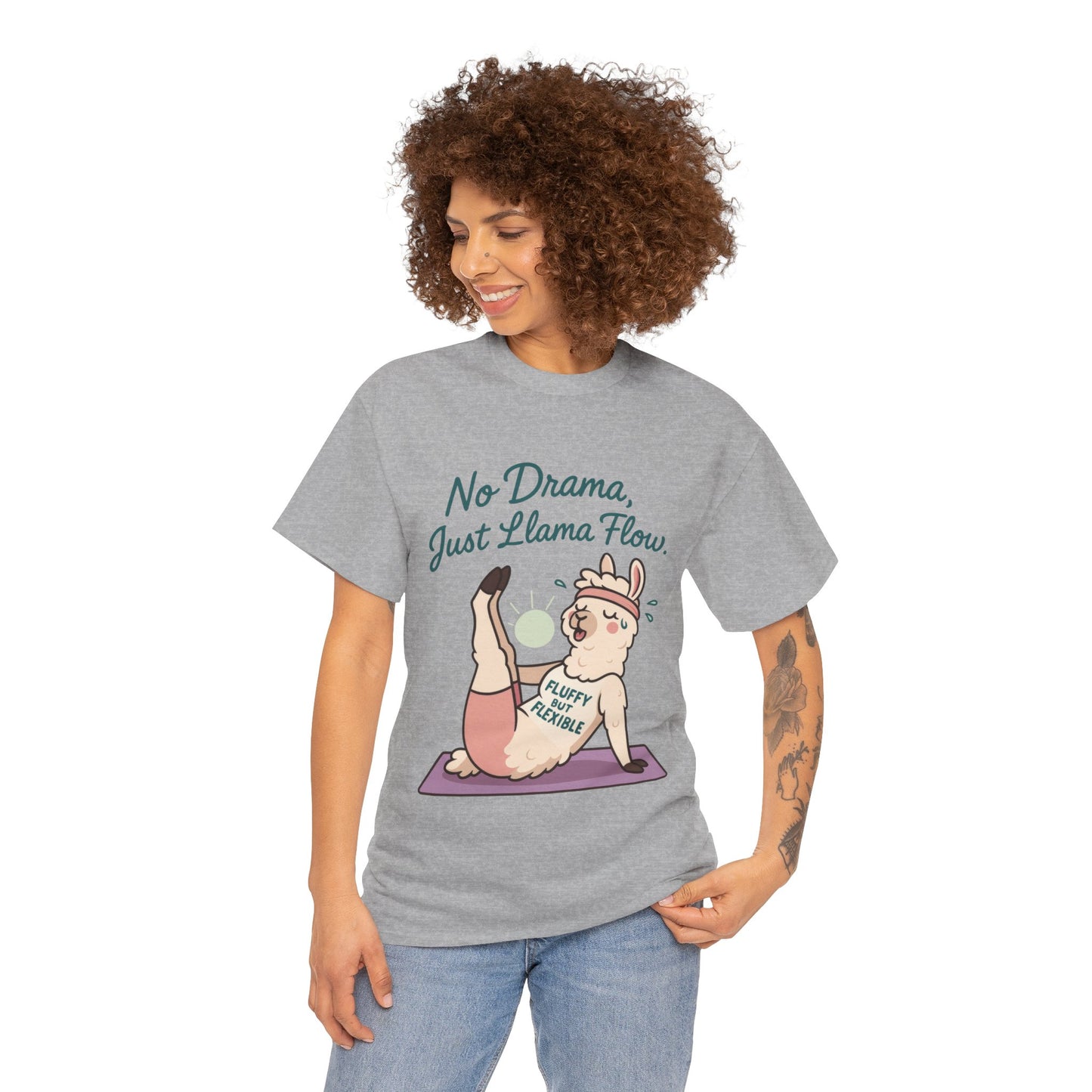 No Drama Llama Yoga Tee, Funny Yoga Llama T-Shirt for Women, Gift for Yoga Lovers, Fun Yoga T-Shirt for Animal Lovers, Humor Shirt