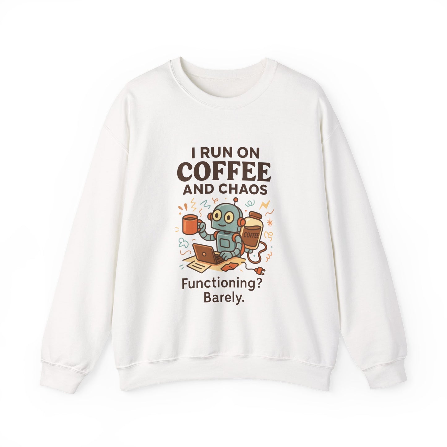 Coffee and Chaos Crewneck Sweatshirt, Funny Sweatshirt for Coffee Lovers, Unisex Gift, Cozy Everyday Wear, Ideal for Holidays