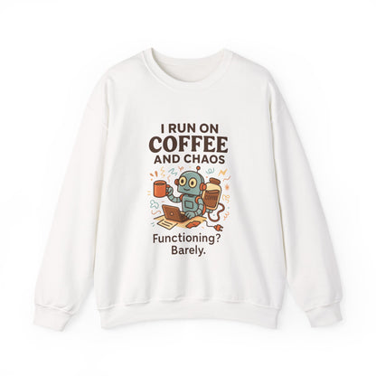 Coffee and Chaos Crewneck Sweatshirt, Funny Sweatshirt for Coffee Lovers, Unisex Gift, Cozy Everyday Wear, Ideal for Holidays