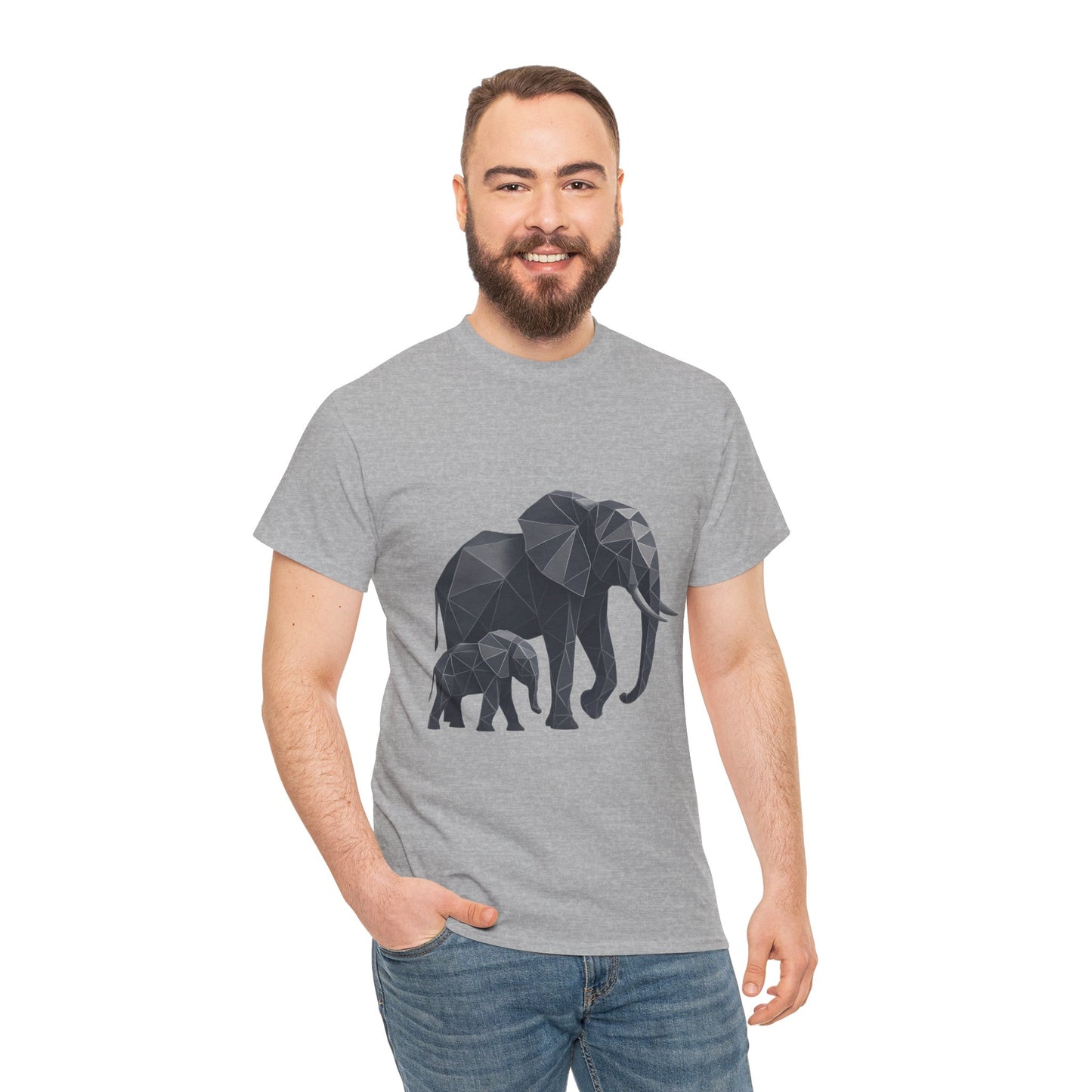 Geometric Elephant Tee - Minimalist Art Shirt, Nature Lover Gift, Animal Print T-Shirt, Unisex Cotton Tee, Eco-Friendly Wear