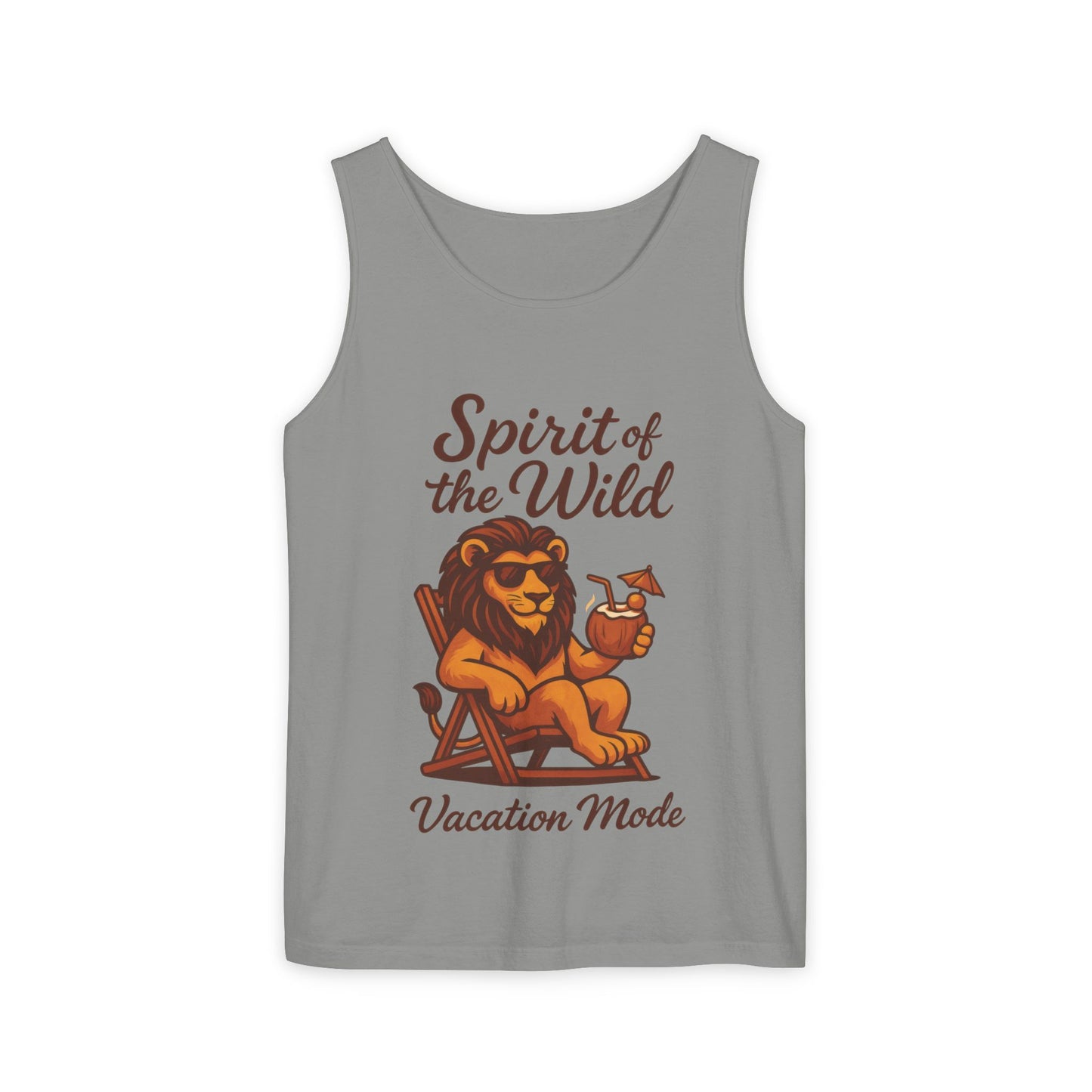 Spirit of the Wild Lion Tank Top - Vacation Mode Funny Summer Sleeveless Shirt for Men, Summer Wear, Graphic Tees, Beach Outfit