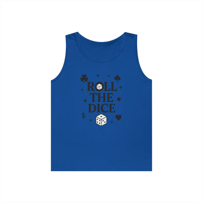 Playful Dice Tank Top, Mens Heavy Cotton Gaming Apparel, Casual Wear, Party Outfit, GYM Lover Gift, Summer Essential