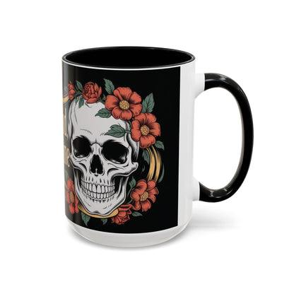 Eternal Mind Endless Flame Mug, Gothic Skull - Floral Coffee Cup, Dark Romantic Gift for Halloween or Everyday Use, Coffee Mug (11, 15oz)
