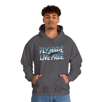 Mens Heavy Blend™ Hooded Sweatshirt, Fly High Live Free Eagle Mens Hoodie Streetwear