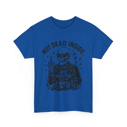 Mens Dark Humor Graphic Shirt, Not Dead Inside, Funny Graphic Shirt for Casual Wear, Gifts for Him, Halloween, Occasions, Funny Skeleton Tee
