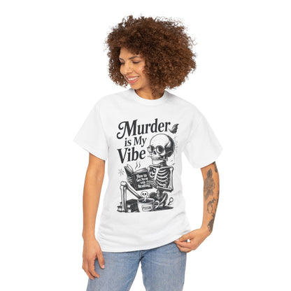 Womens Heavy Cotton Tee - "Murder is My Vibe" Graphic Shirt for Ghoulish Vibes, Halloween Fun, Spooky Season, Casual Wear, Gift for [...]