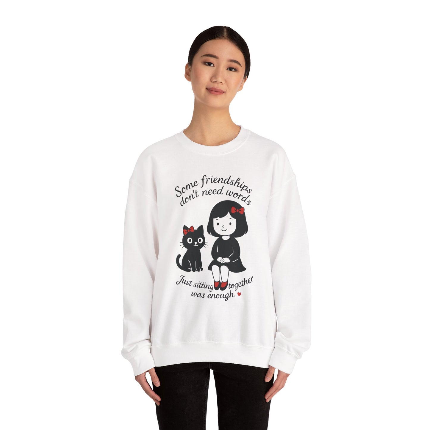 Friendship Womens Sweatshirt - Cozy Womens Crewneck with Cute Cat Design, Perfect Gift for Cat Lovers, Friendship Day, Casual Wear