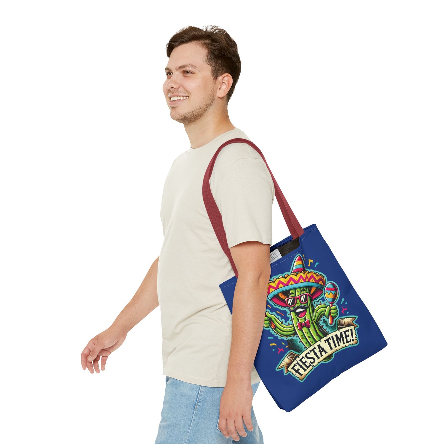 Fiesta Time Cactus Tote Bag, Funny Mexican Party Gift, Sombrero Maracas Print, Cinco de Mayo Bag, Summer Festival Tote, Beach Bag, Shopping