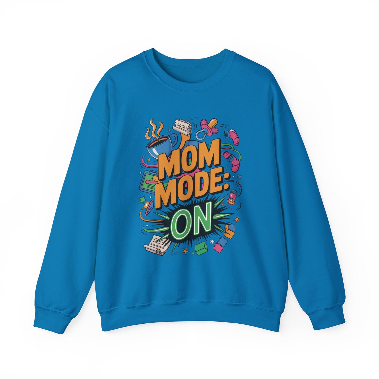 Mom Mode On Crewneck Sweatshirt, Gift for Mom, Mother's Day Humor T-Shirt, Cute Mama Life Graphic Tee, Mother's Day Gift