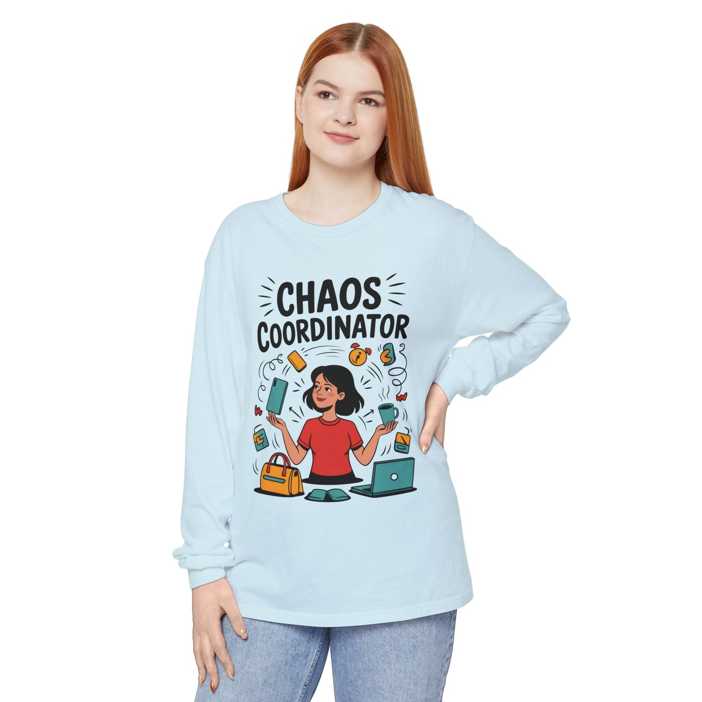 Chaos Coordinator Women's Long Sleeve, Mom Life Graphic Long Sleeve, Gift for Busy Moms, Multitasking Mom Gift, Cute Mother's Day Gift