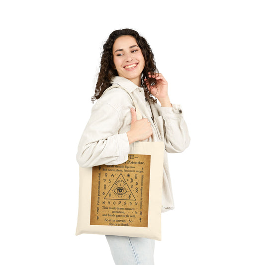 Sigil of Focus and Power Tote Bag, Mystic Eye in Triangle, Attention Drawing Symbol, Witchy Canvas Bag, Occult Gaze Charm