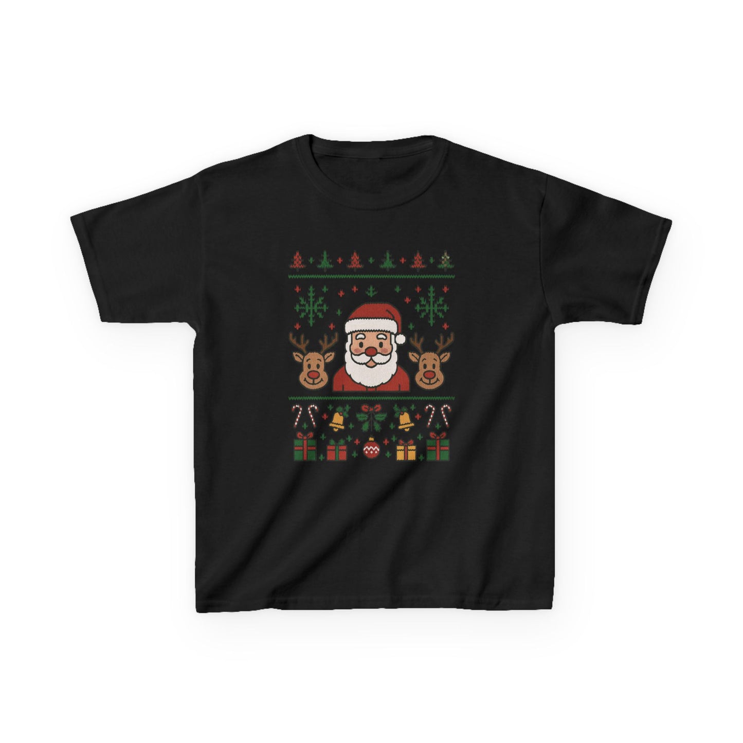 Santa - Reindeer Christmas Shirt for Kids, Cute Holiday Tee, Kids Heavy Cotton™ Tee