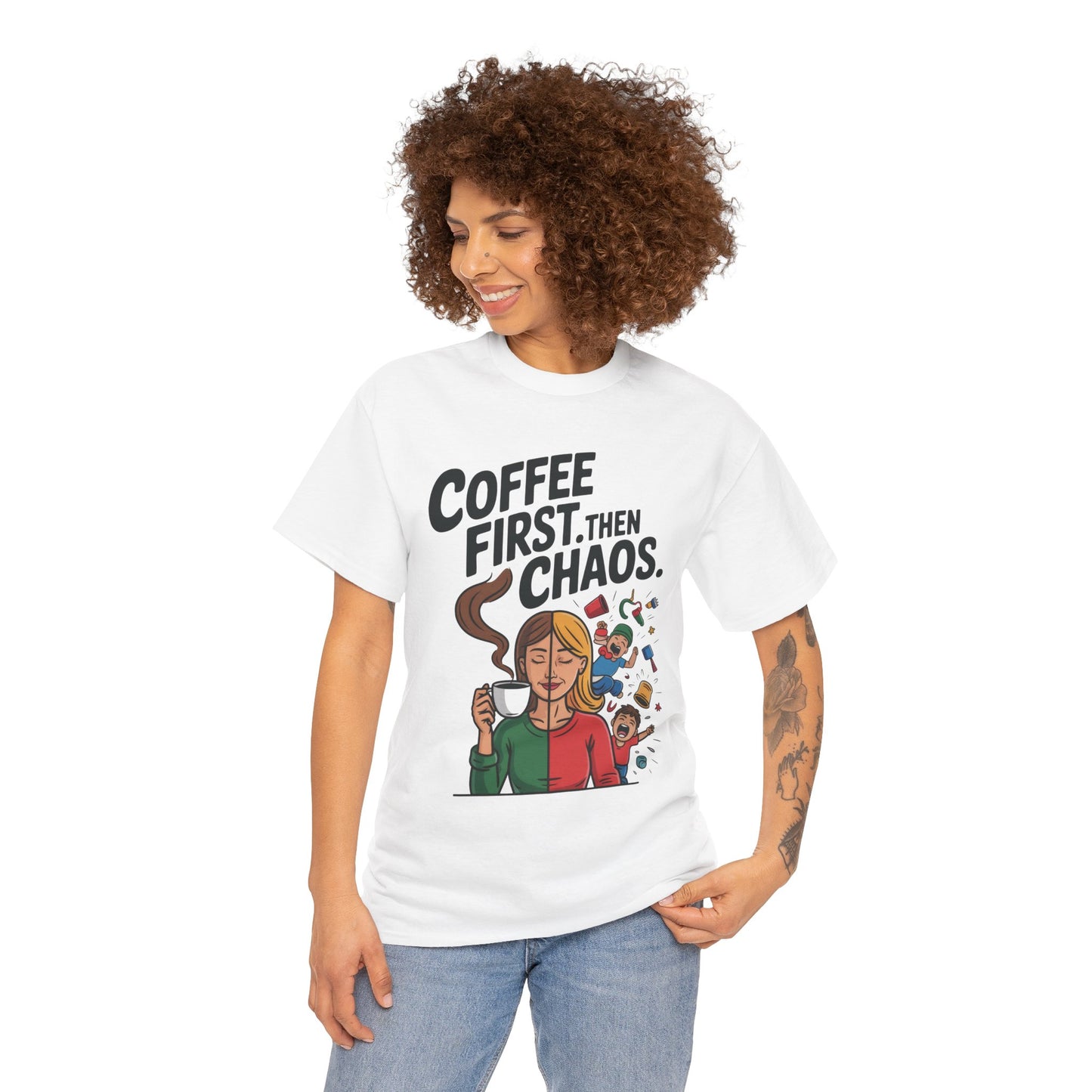 Coffee First Then Chaos Funny Mom Life Tee, Mother's Day Gift, Mom Humor Tee, mom graphic tee, caffeine lover tee
