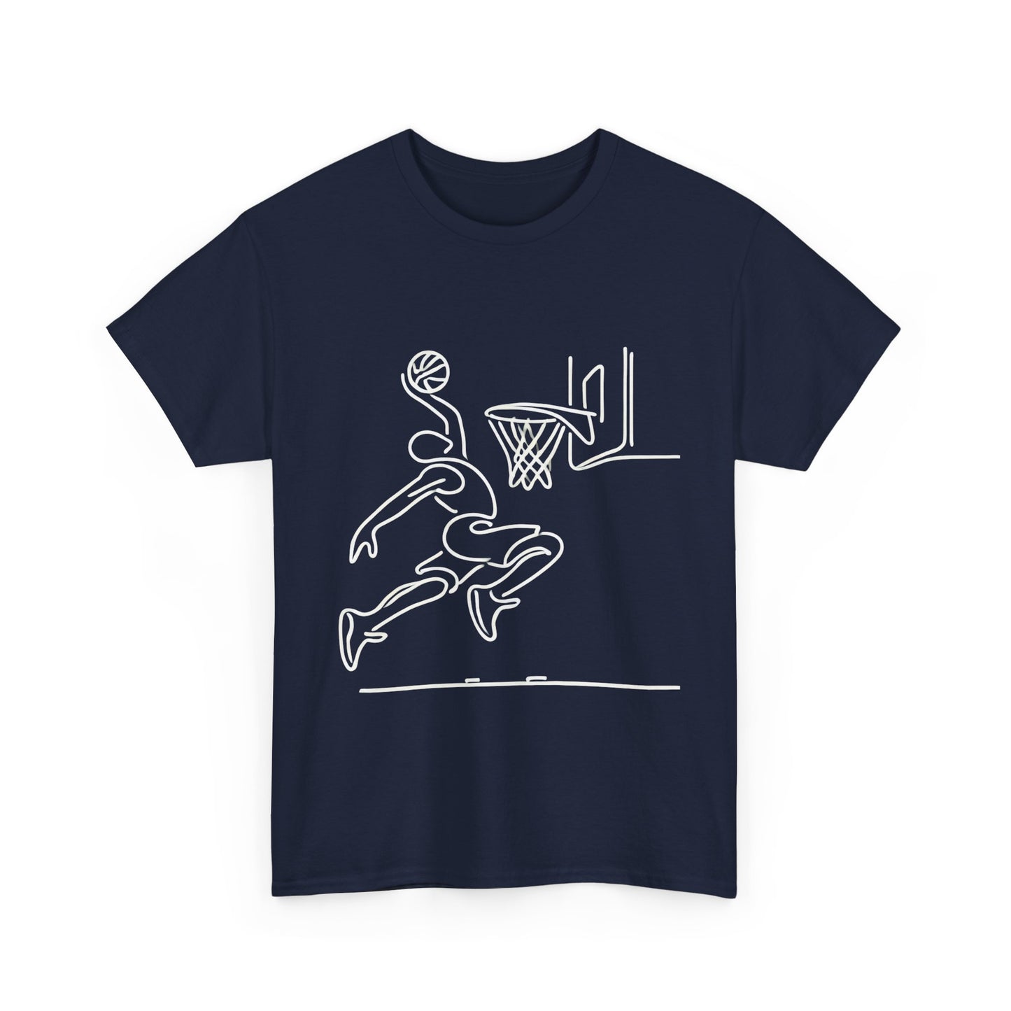 Basketball Slam Dunk Line Art Shirt, Unisex Heavy Cotton Tee, Sportswear, Gift for Athletes, Streetwear, Basketball Player T-Shirt