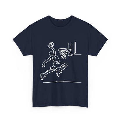 Basketball Slam Dunk Line Art Shirt, Unisex Heavy Cotton Tee, Sportswear, Gift for Athletes, Streetwear, Basketball Player T-Shirt