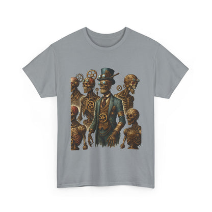 Steampunk Skeleton Gentleman T-Shirt, Vintage Mechanical Robot Skull Design, Gothic Industrial Cyberpunk Tee for Men