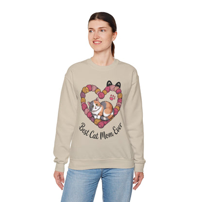 Best Cat Mom Ever Sweatshirt, Cozy Cat Lover Gift, Mother's Day Apparel, Pet Owner Sweatshirt, Cute Gift for Cat Moms, Yarn Themed