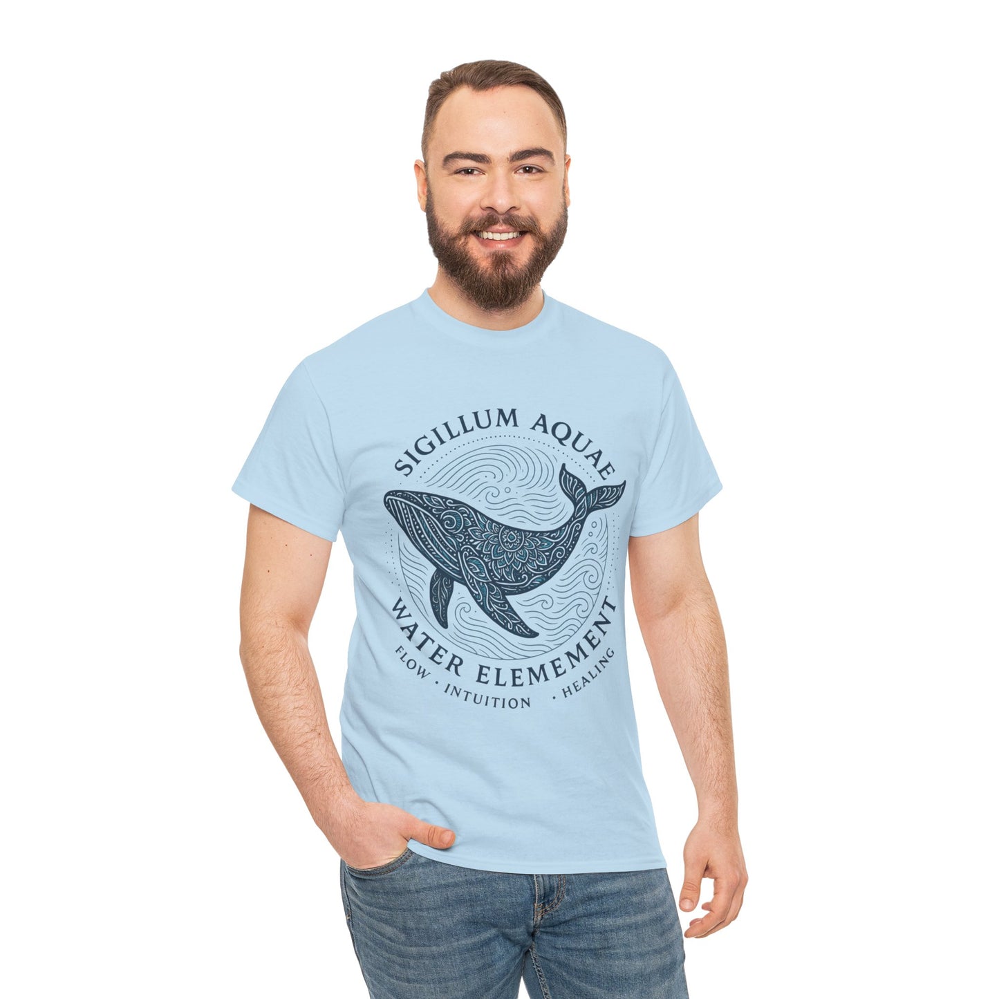 Water Element Whale Tee, Sigillum Aquae Symbol, Flow Intuition Healing, Spiritual Ocean Totem Tee, Nature Energy Shirt, Mindfulness Fashion