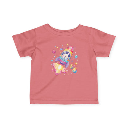 Easter Astronaut Bunny Infant Tee - Cute Rocket Bunny and Eggs Design, Fun Space Baby Shirt for 6-24 Months, Spring Holiday Outfit
