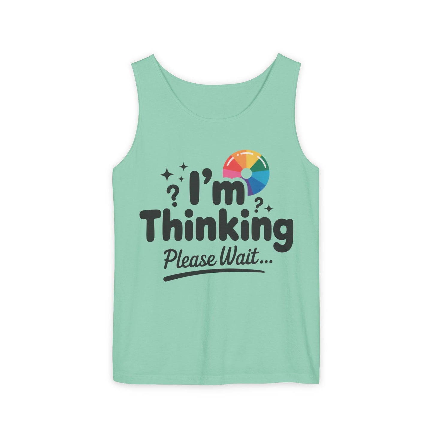 Funny - Im Thinking Please Wait - Mens Tank Top, Cute Geeky Gift for Introverts, Programmers, Designers, Fun Humor Shirt, Gift for Adults