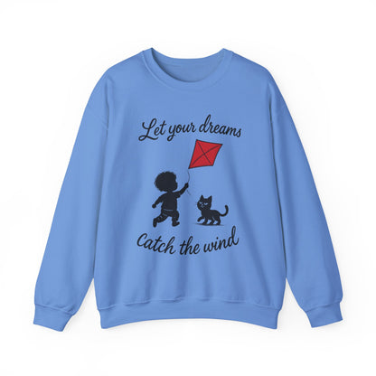 Dream Big Womens Crewneck Sweatshirt, Inspirational Gift, Cozy Lounge Wear, Cat Lover's Apparel, Kid's Motivation Sweatshirt