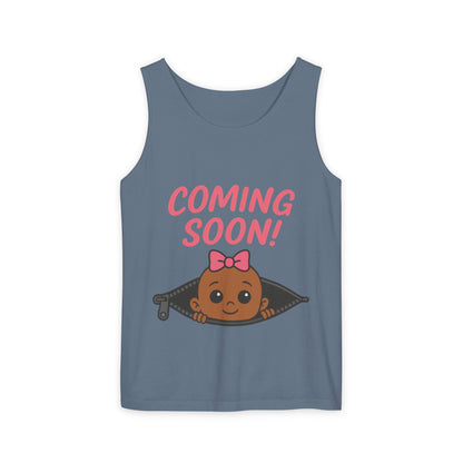 Coming Soon Maternity  Tank Top, Cute Baby Girl Pregnancy Announcement Shirt, Expecting Mom Gift, Gender Reveal Tank, Baby Shower Gift