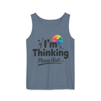 Funny - Im Thinking Please Wait - Mens Tank Top, Cute Geeky Gift for Introverts, Programmers, Designers, Fun Humor Shirt, Gift for Adults