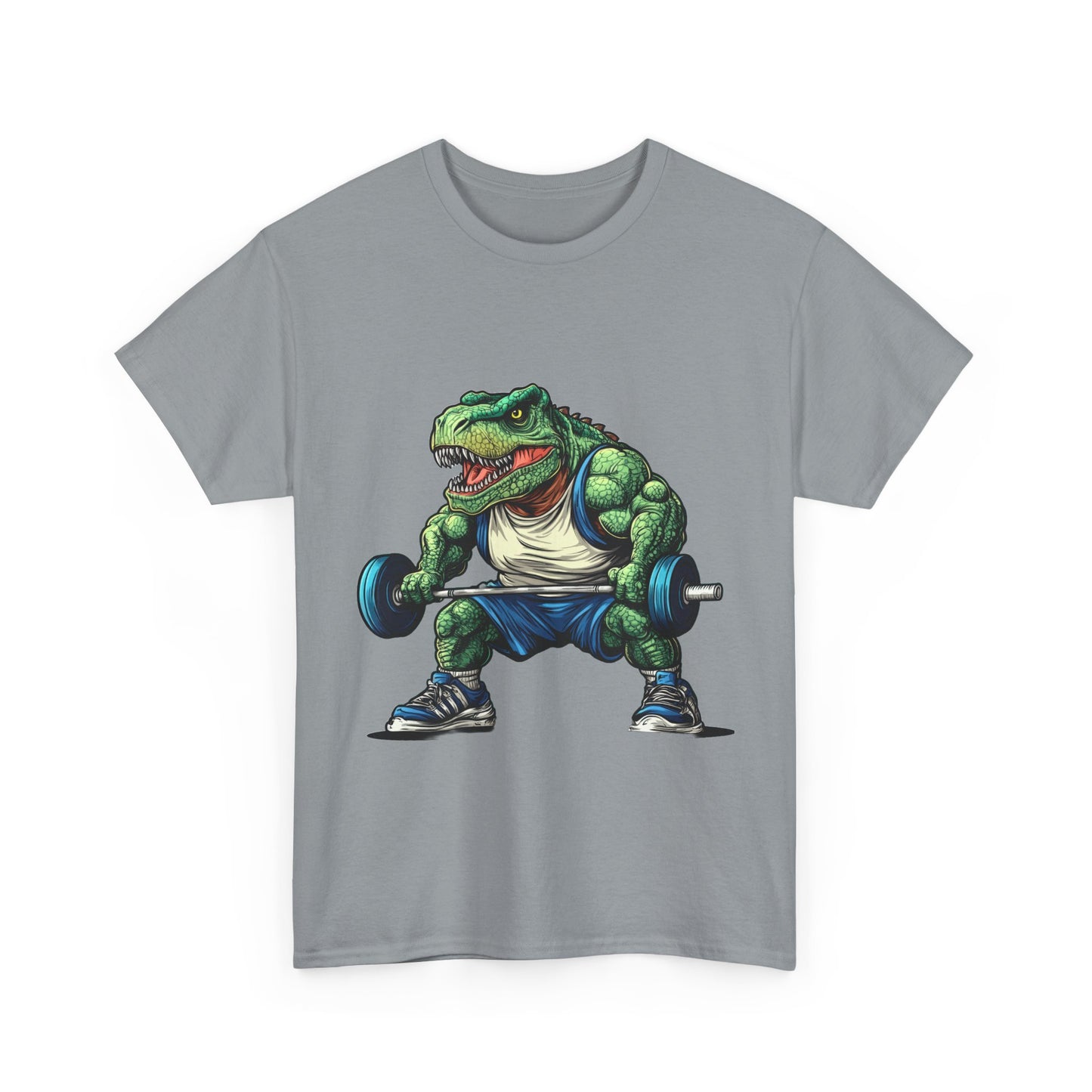 Dino Gym Tee, Muscle T-Rex Gym T-Shirt, Funny Men's Heavy Cotton T-Shirt,Fitness Gift for Gym Lovers, Cute Dinosaur Tee