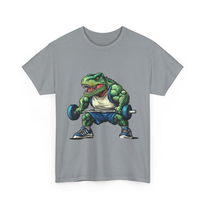 Dino Gym Tee, Muscle T-Rex Gym T-Shirt, Funny Men's Heavy Cotton T-Shirt,Fitness Gift for Gym Lovers, Cute Dinosaur Tee