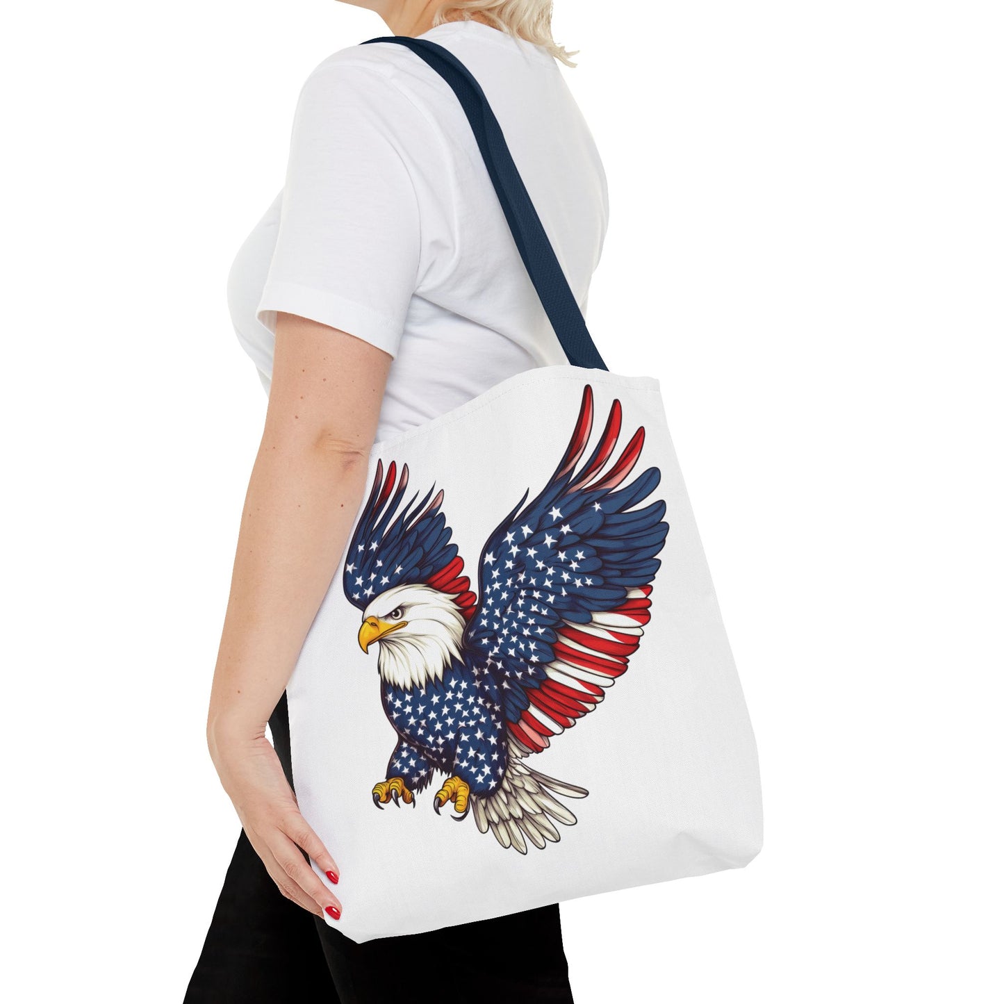 Patriotic Eagle Tote Bag, AOP, Perfect for July 4th, Festivals, Eco-Friendly Shopping, Gift for Nature Lovers, large canvas bag, beach bag