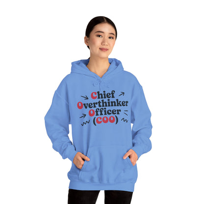 Chief Overthinker Officer Women's Hoodie, Funny COO Graphic Pullover, Sarcastic Office Humor Gift, Women's Heavy Blend™ Hooded Sweatshirt