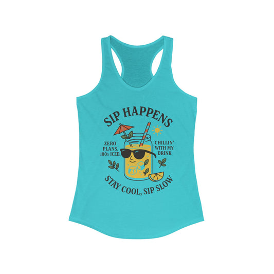 Sip Happens Womens Tank , Funny Summer Drink Graphic Tee, Stay Cool Sip Slow Lemonade Shirt, , Beach Wear, BBQ Parties, Poolside Fun