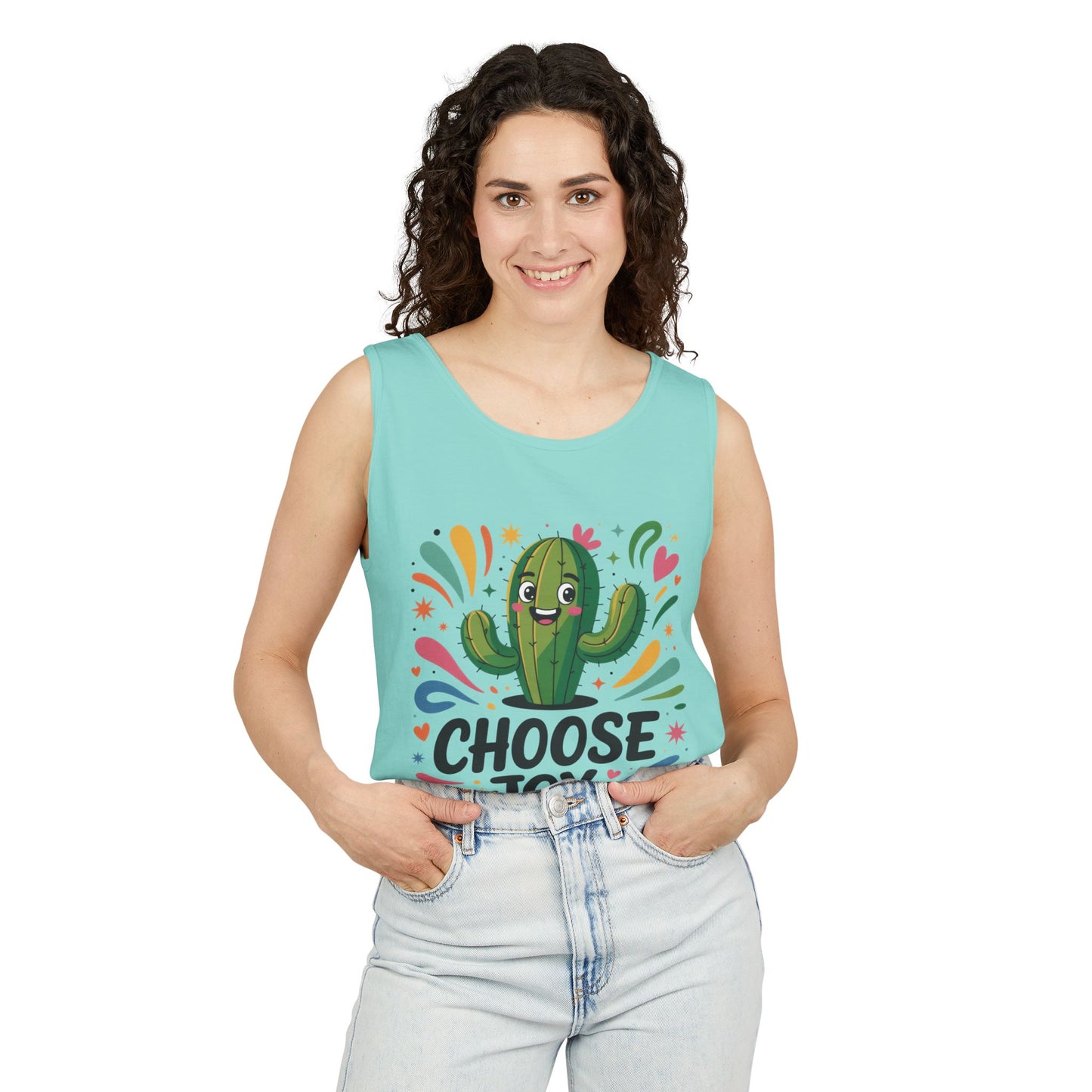 Joyful Cactus Womens Tank Top, Choose Joy Always, Summer Tank, Casual Wear, Gift for Friends, Trendy Top, Vacation Outfit