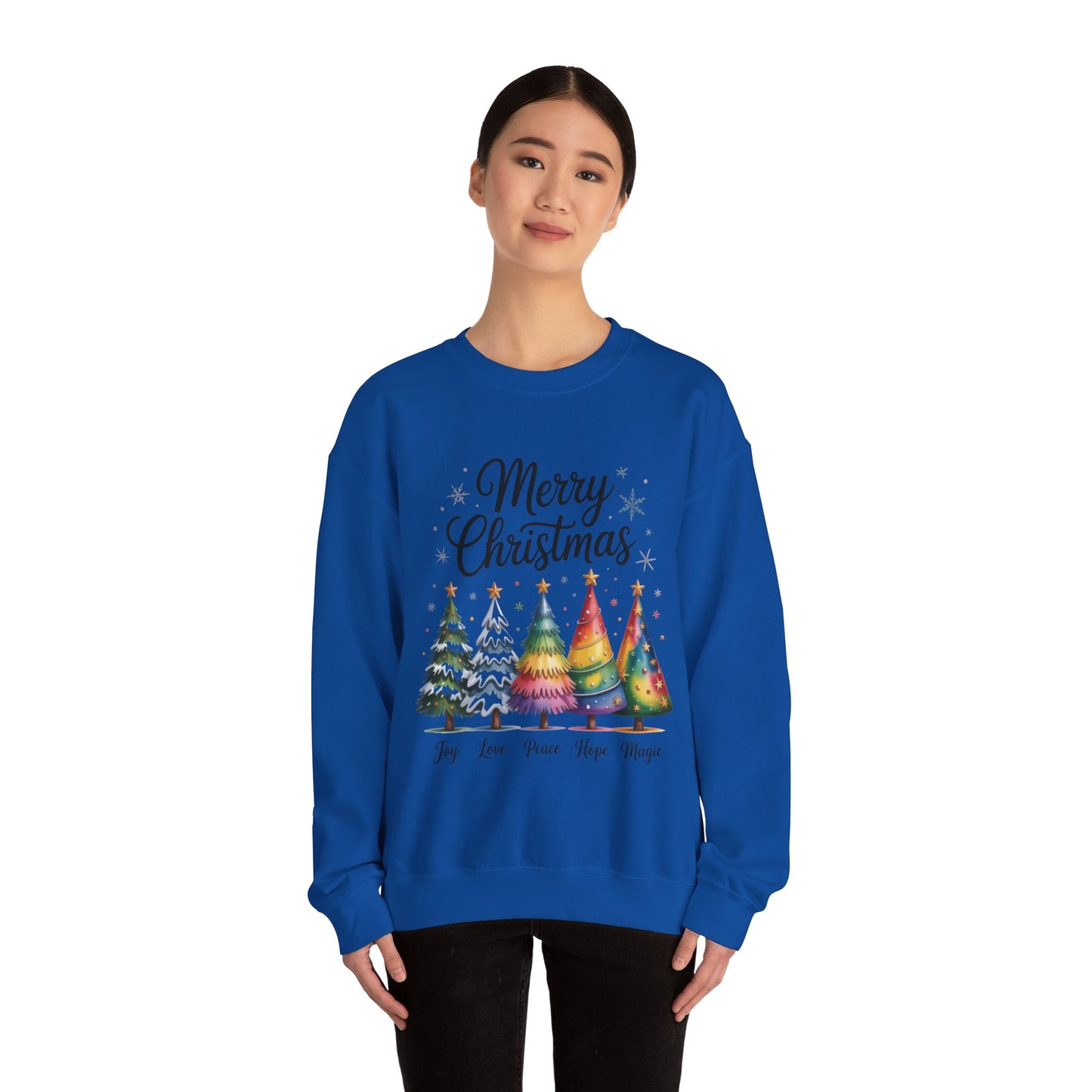 Merry Christmas Women's Sweatshirt, Joy Love Peace Hope Magic Pullover, Women's Heavy Blend™ Crewneck Sweatshirt