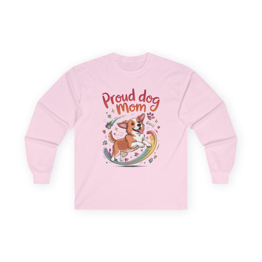 Proud Dog Mom Long Sleeve Tee, Cute Pet Lover Shirt, Gifts for Dog Owners, Mother's Day, Animal Lover Apparel,  Dog Mom Apparel