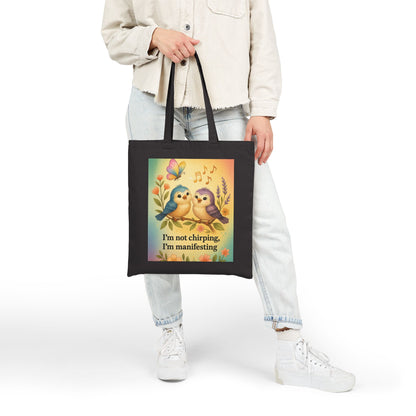 Manifesting Love Tote Bag, Cute Bird Design for Shopping, Eco-Friendly Gift, Spring/Summer Vibes, Perfect for Manifestation, Bird Lover's