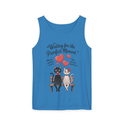Cute Cat Lovers Tank, Womens Heavy Cotton Tank Top for Pet Owners, Funny Cat Tee, Gift for Cat Lovers, Casual T-Shirt, Animal Art Tee