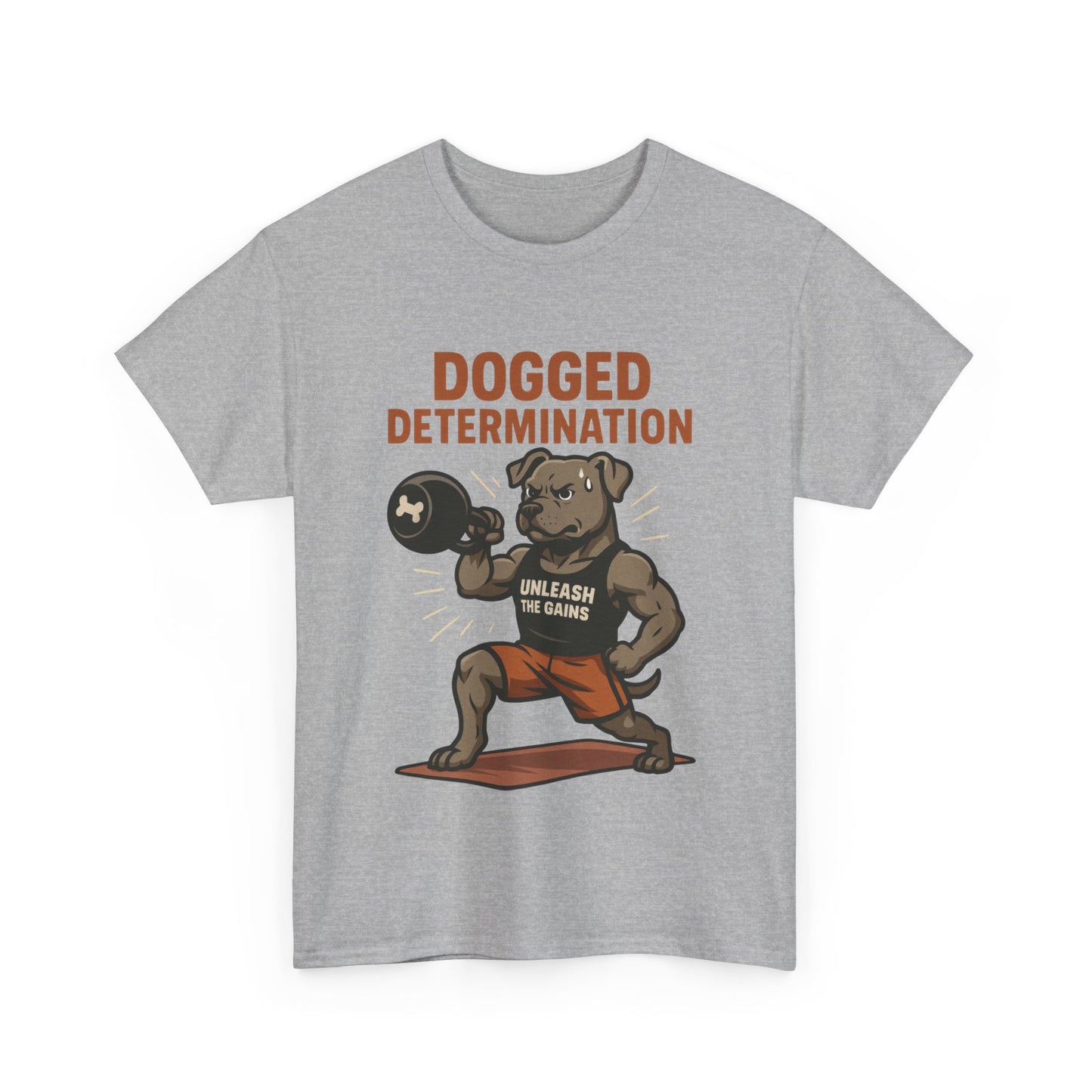 Funny Gym Dog T-Shirt for Men, Workout Bulldog Graphic Tee, Fitness Motivation Shirt, Dog Lover Gift, Dogged Determination Gym Tee