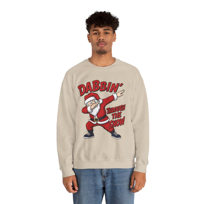 Dabbin Through The Snow Santa Men's Christmas Sweatshirt, Funny Holiday Jumper
