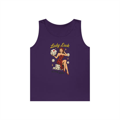 Lucky Me Tank Top, Retro Lady Luck Tee for Men, Gambling & Dice Themed Tee, Vintage Pin-Up Vegas Gift, Good Luck Gifts, for Luck Enthusiasts