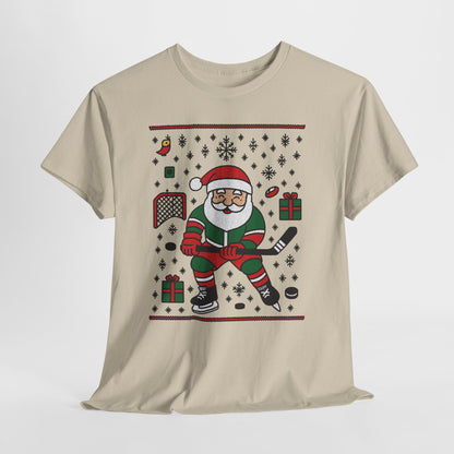 Hockey Santa Men's Christmas T-Shirt, Funny Sports Holiday Tee