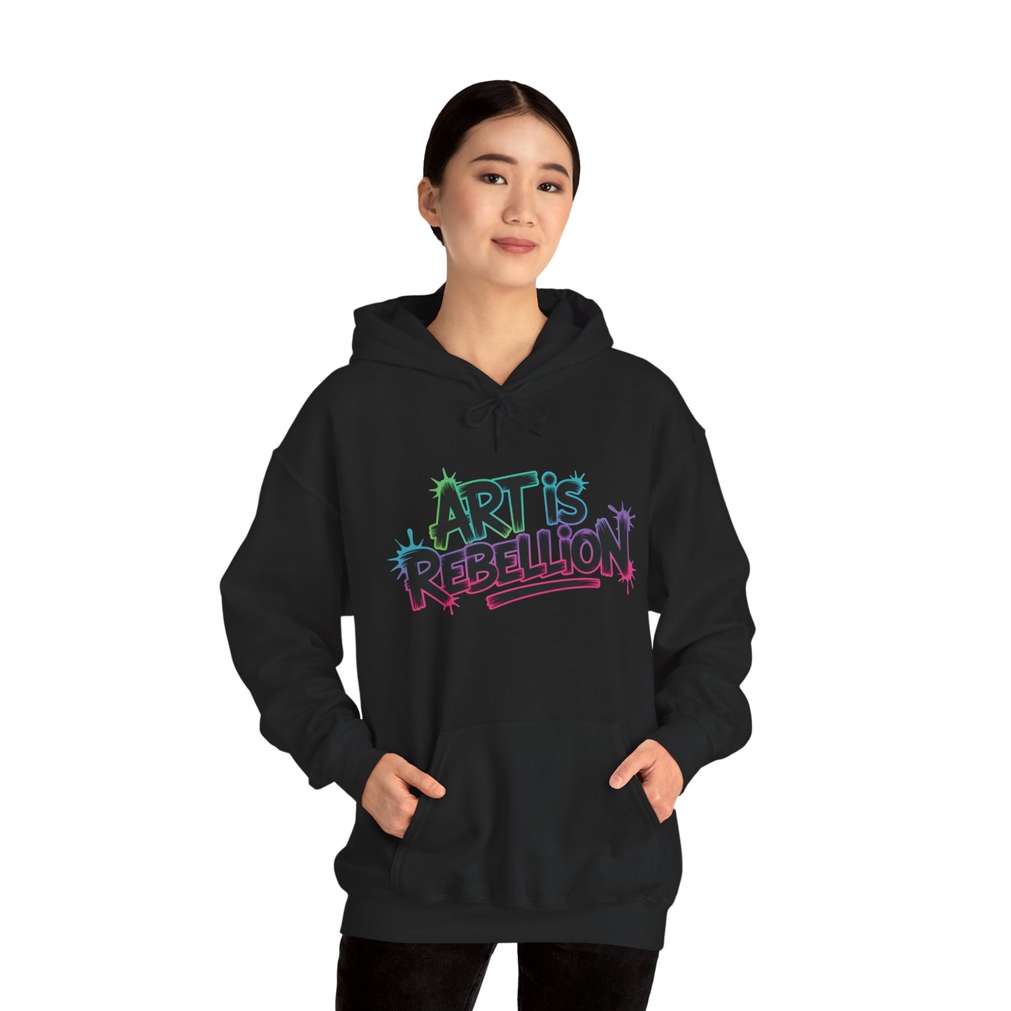 Art Is Rebellion Hoodie, Women's Graffiti Street Art Hooded Sweatshirt, Rebel Graphic Statement Pullover, Heavy Blend™ Hooded Sweatshirt