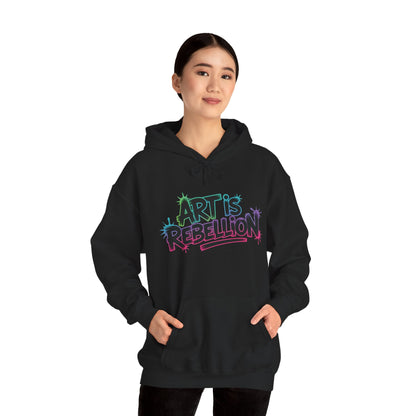 Art Is Rebellion Hoodie, Women's Graffiti Street Art Hooded Sweatshirt, Rebel Graphic Statement Pullover, Heavy Blend™ Hooded Sweatshirt