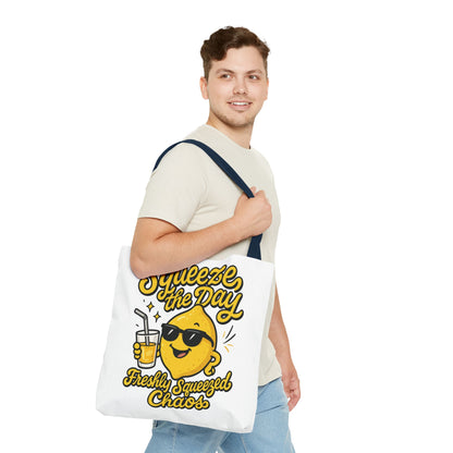 Lemon Themed Tote Bag, Squeeze the Day, Shopping Bag, Gift for Citrus Lovers, Eco-Friendly Carrier, Summer Accessory