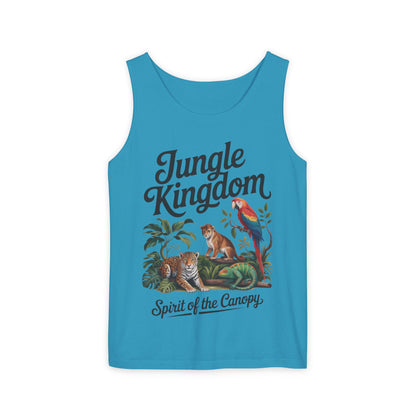 Jungle Kingdom Tank Top, Womens Garment-Dyed Sleeveless Shirt, Spirit of the Canopy Tee, Summer Outfit, Eco-Friendly Casual Wear
