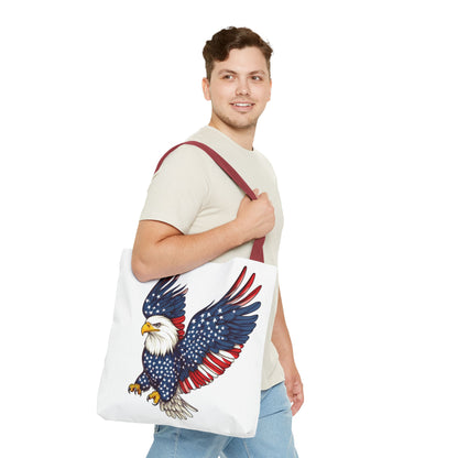 Patriotic Eagle Tote Bag, AOP, Perfect for July 4th, Festivals, Eco-Friendly Shopping, Gift for Nature Lovers, large canvas bag, beach bag