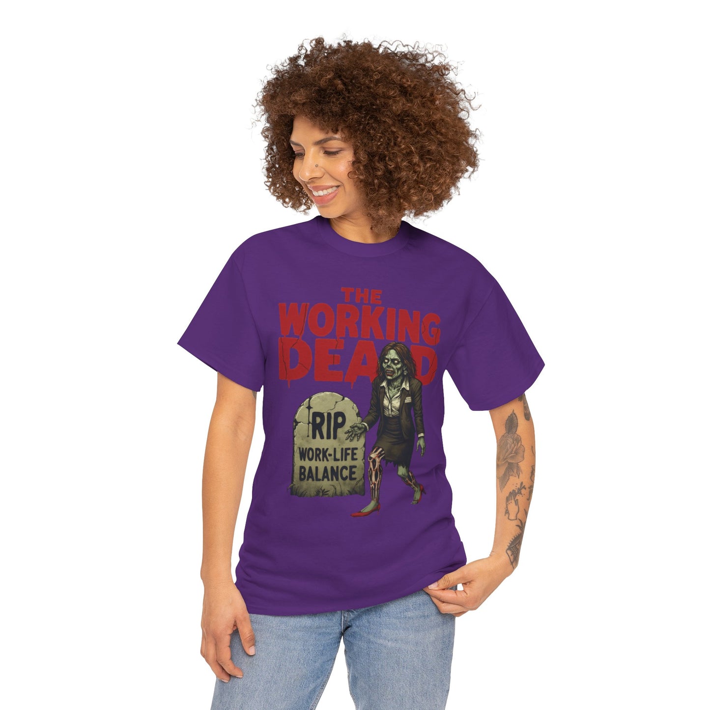 The Working Dead Women's Shirt, Funny Work Life Balance Zombie Tee, RIP Work Shirt, Halloween Office Humor, Overworked Shirt