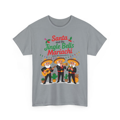 Santa and the Jingle Bells Mariachi, Funny Mexican Christmas T-Shirt, Latin Fiesta Holiday Tee, Navidad Humor Shirt