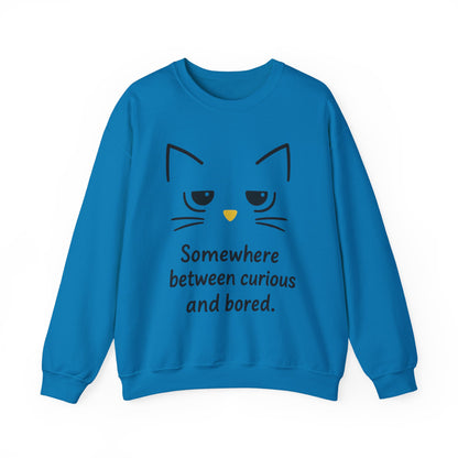 Whimsical Cat Crewneck Womens Sweatshirt, Cozy Relaxed Wear, Perfect Gift for Cat Lovers, Casual Everyday Style