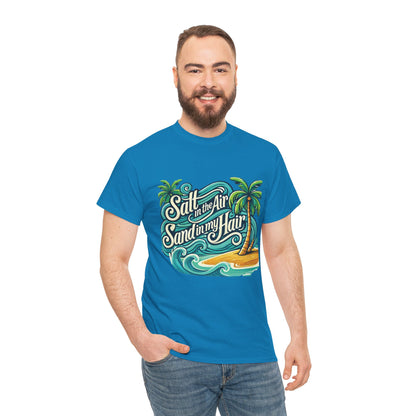 Salt in the Air Sand in My Hair Shirt, Beach Summer Vibes Graphic T-Shirt, Tropical Ocean Palm Design, Ocean-Themed Shirt, Gift Beach Lovers